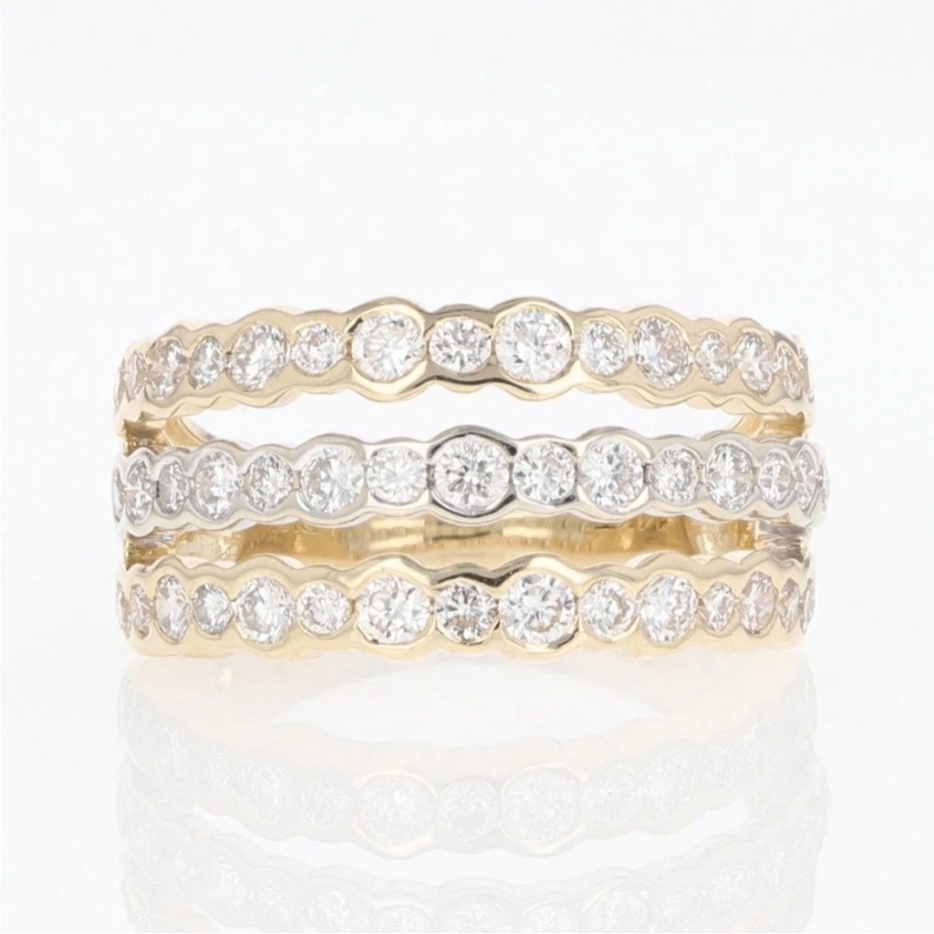 Natural Diamonds 125ct Elegant Bezel Ring Solid 14k Two Tone Gold